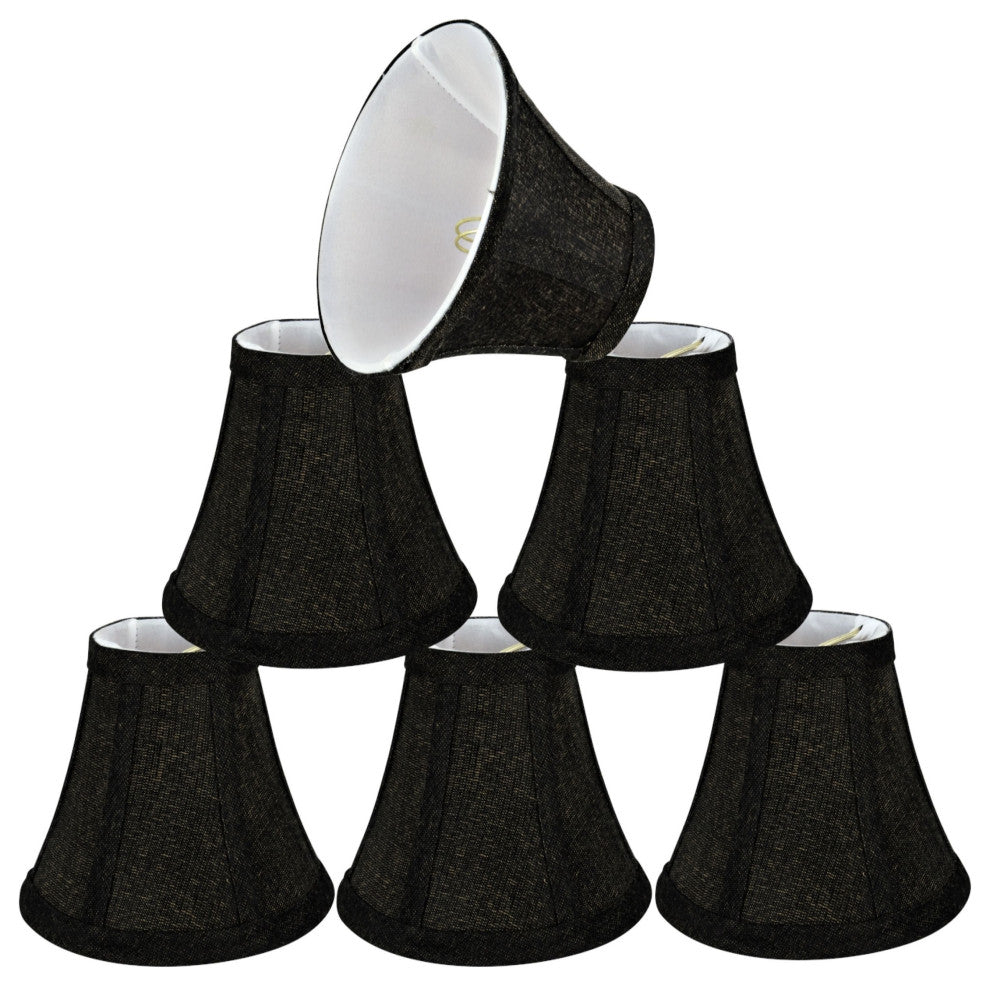 Small Bell Chandelier Clip On Lamp Shade Two-Tone Black 3"x6"x5", Set of 6