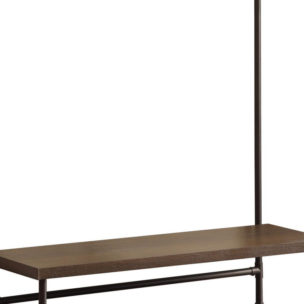 Industrial Inspired Pipe Designed Hall Tree With Built In Bench, Brown & Bronze