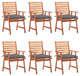 Vidaxl Outdoor Dining Chairs 6-Piece With Cushions Solid Acacia Wood