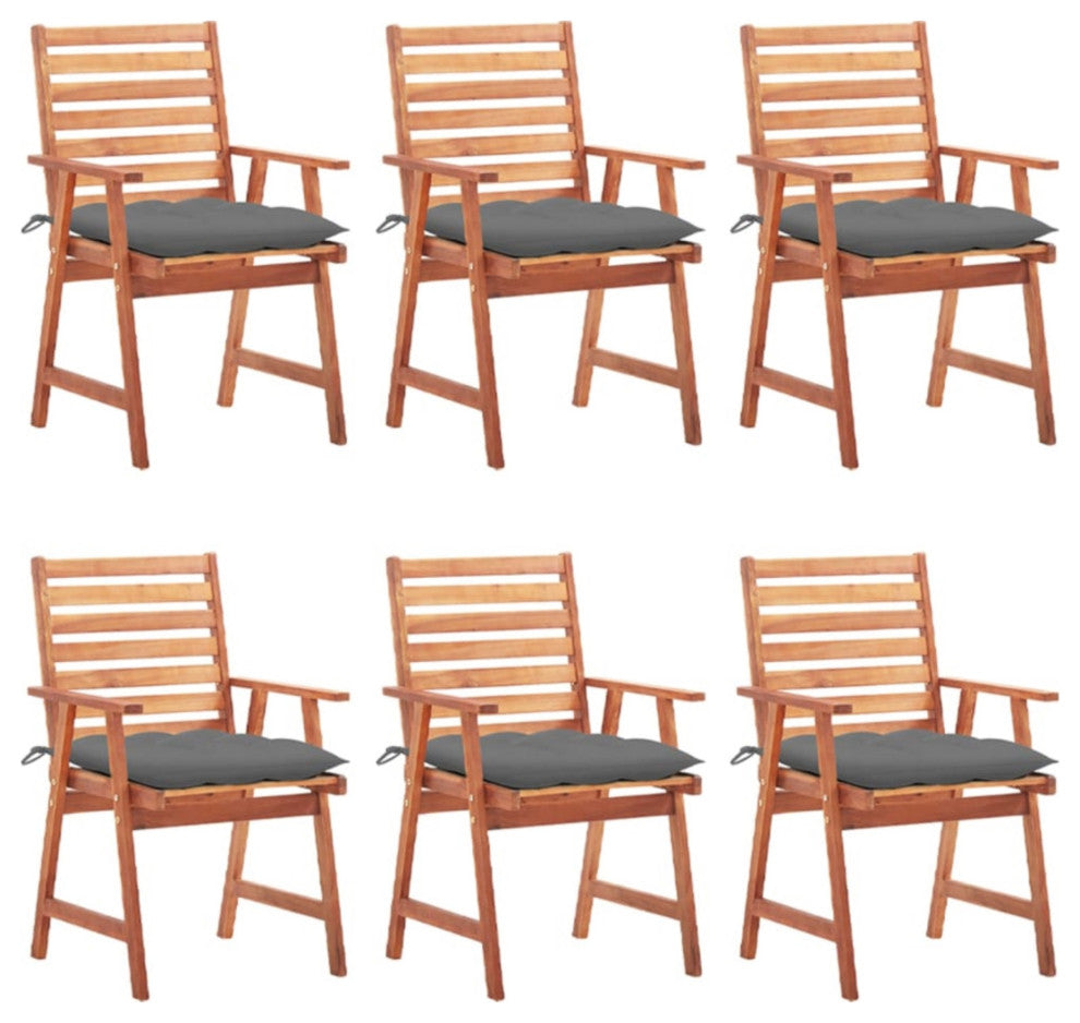 Vidaxl Outdoor Dining Chairs 6-Piece With Cushions Solid Acacia Wood
