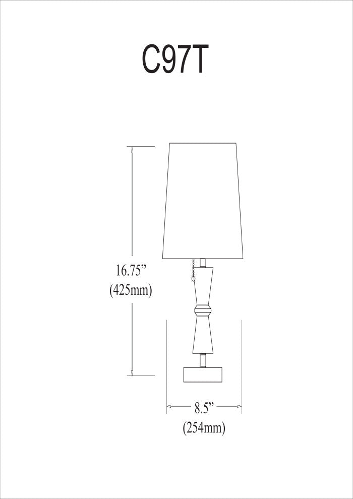 1-Light Incandescent Crystal Lamp, Polished Chrome