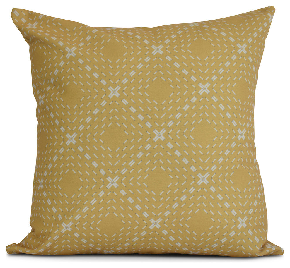 Gold Dots and Dashes, Geometric Print Pillow, 26"x26"