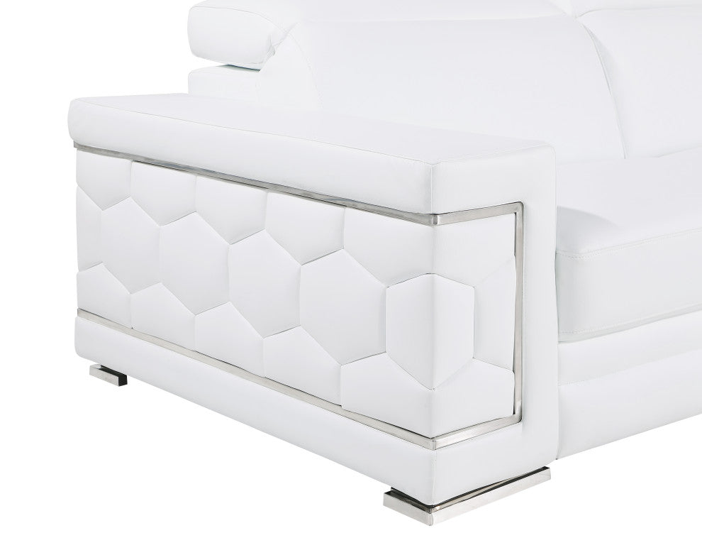 Oliver Genuine Leather Sofa, White