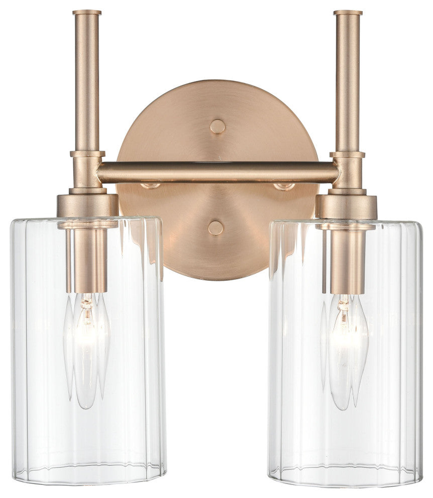 2 Light 10.5" Modern Gold Bathroom Vanity Light
