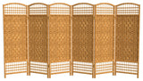4' Tall Fiber Weave Room Divider, Light Beige, 6 Panels