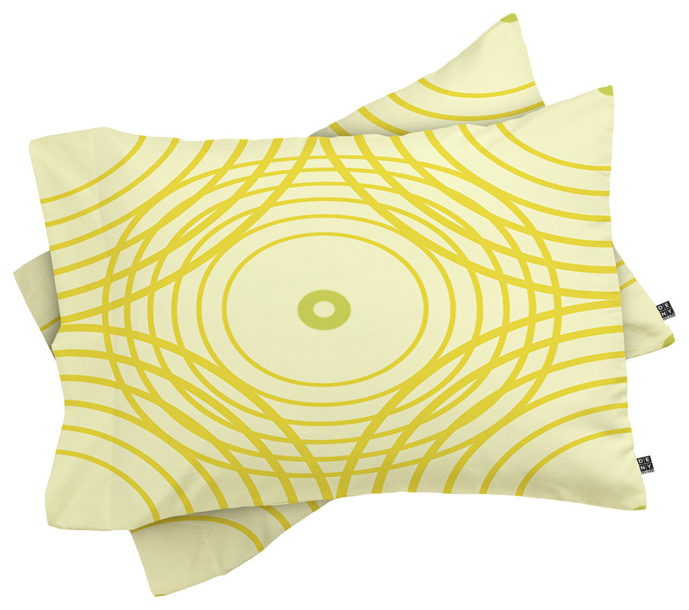 Deny Designs Caroline Okun Yellow Spirals Pillow Shams, Queen