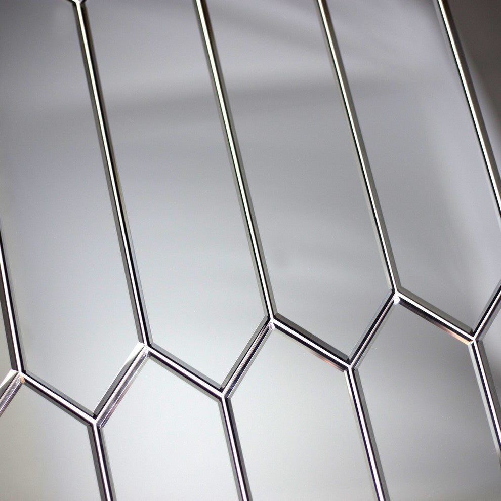 Reflections Peel & Stick 3x12 in Beveled Mirror Picket Tile in Silver