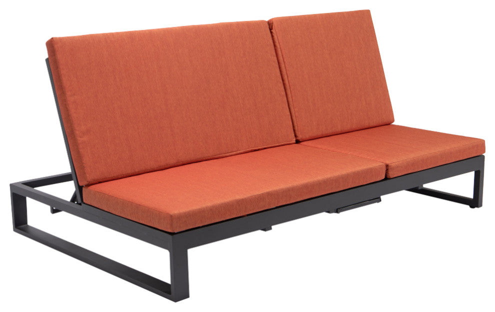 LeisureMod Chelsea Convertible 2-in-1 Sofa and Double Chaise Lounge, Orange