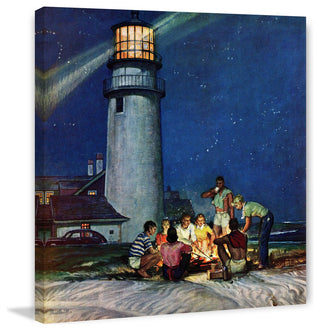 "Beach Bonfire" Painting Print on Canvas by Mead Schaeffer