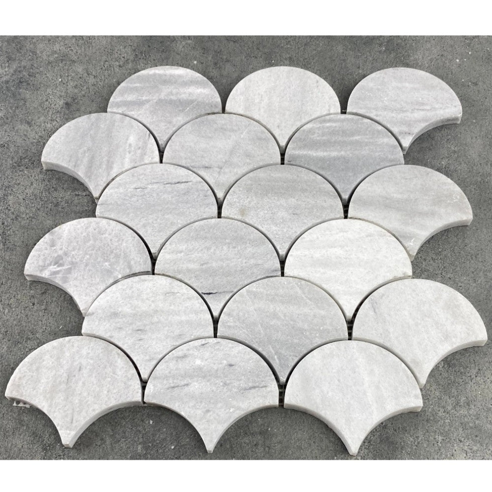 Solto White Marble Laguna on 12" x 12" Mesh Mosaic Tile (10 sqft per box)