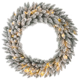 Pre-Lit Snow Flocked Christmas Wreath, 36" D