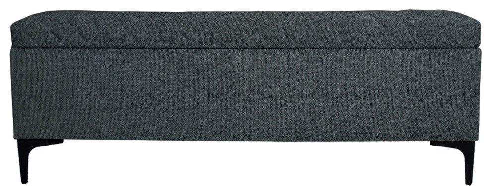 Reece Upholstered Storage Bench, Charcoal Gray