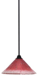 Paramount Mini Pendant, Matte Black, 12" Raspberry Crystal Glass