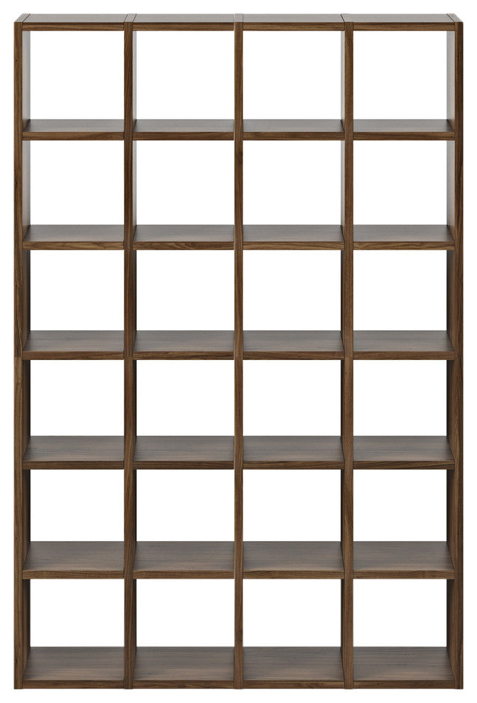 Modern Modular Large Bookcase & Display Shelves, Natural Walnut