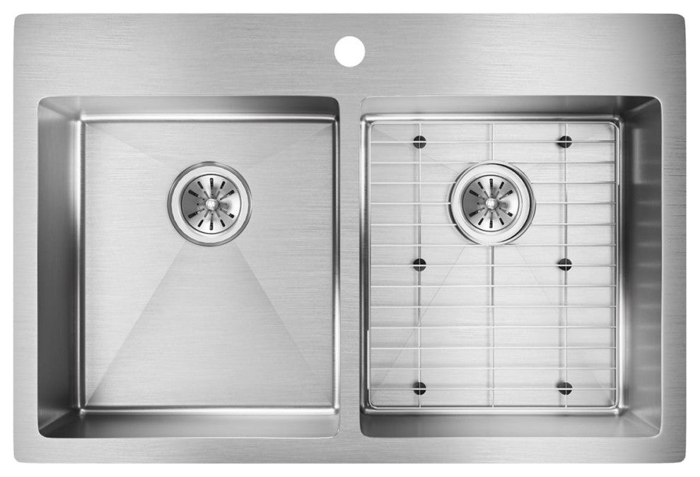 ECTSR33229TBG1 Crosstown Stainless Steel 33" x 22" Dual Mount Sink Kit, 1 Hole