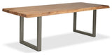 Brooks Dining Table, U Base, 40"x92", Teak Top, Pewter Base