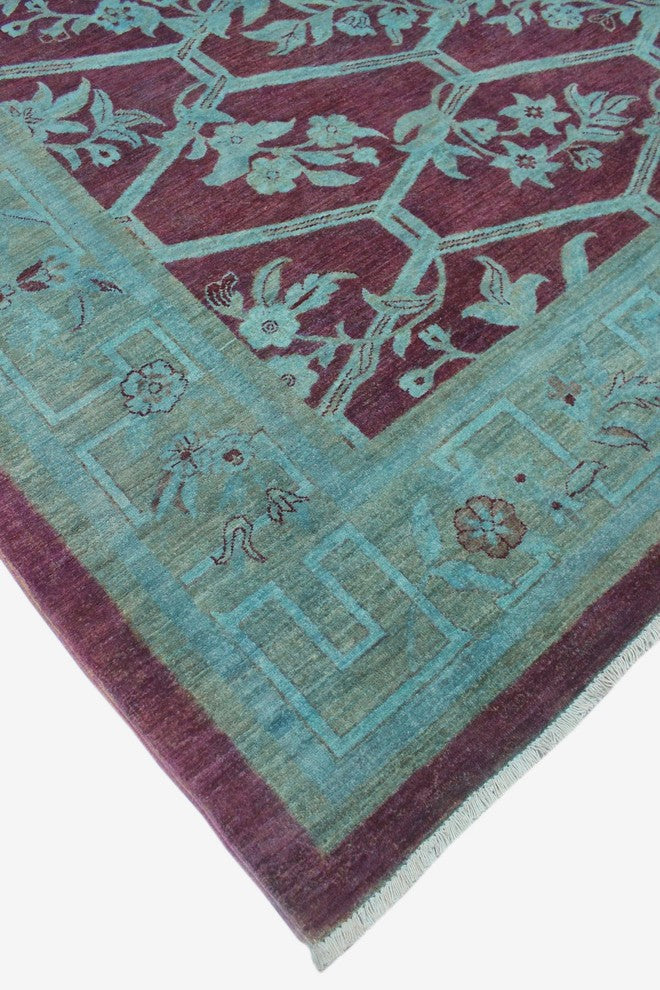 Overdyed Jabbar Blue/Rust Rug, 7'11"x9'11"