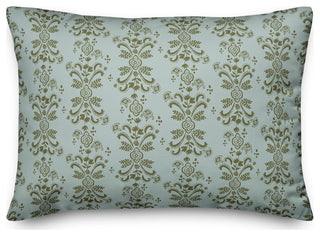 Green Floral Crest 20x14 Spun Poly Pillow