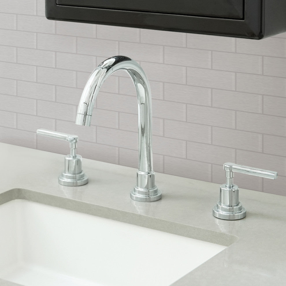 Metro Brushed Silver Peel & Stick Backsplash Tiles, Panel
