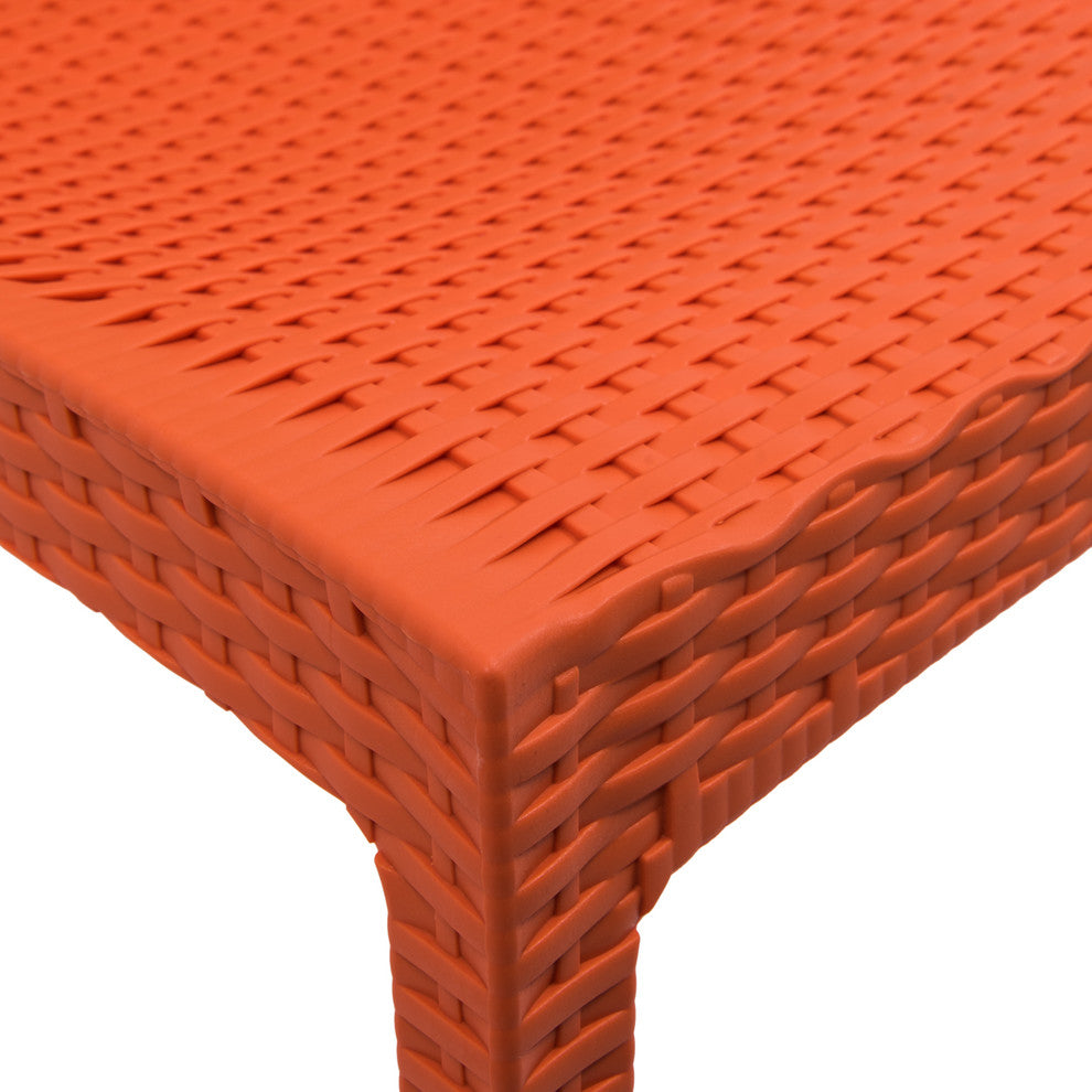 Leisuremod Weave Mace Indoor Outdoor Patio Chair, Set of 2, Orange
