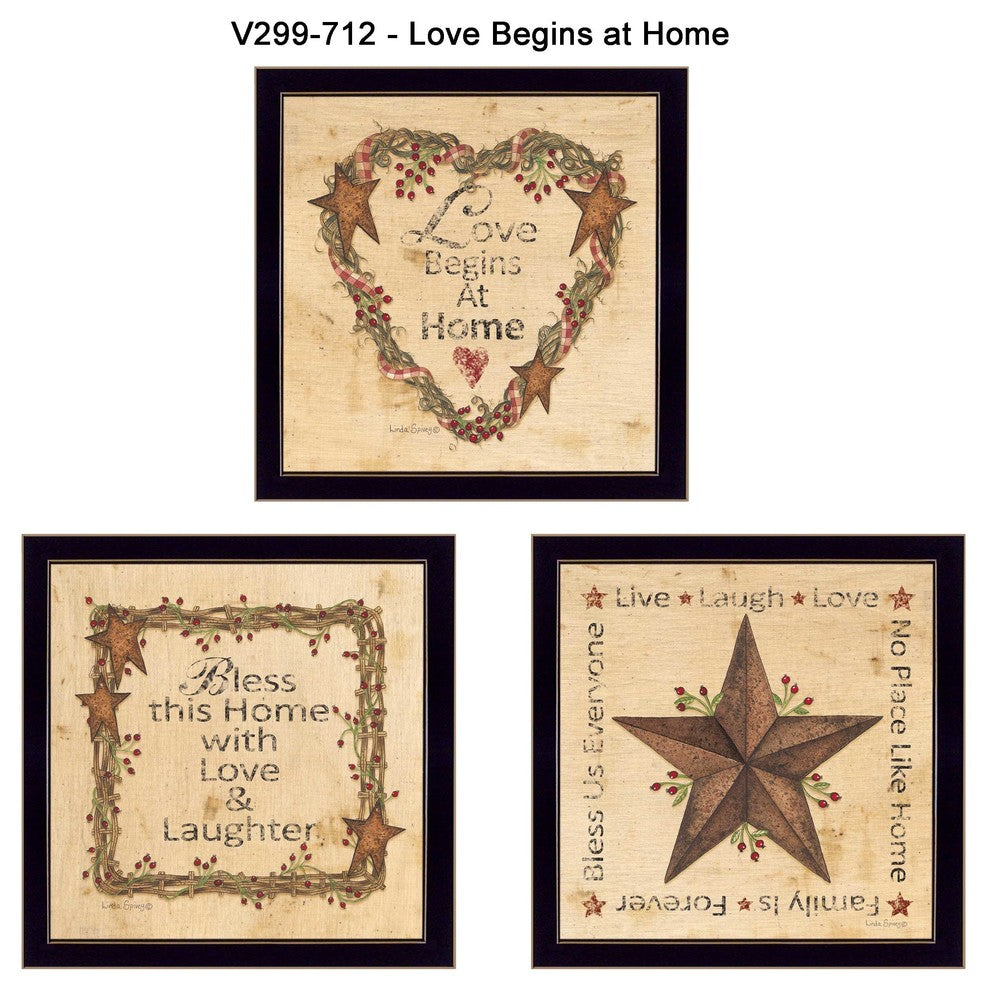 "Love Begins at Home" Collection By Linda Spivey, Printed Wall Art, Black Frame