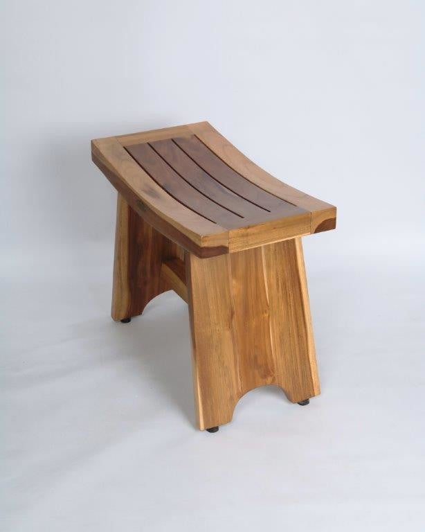 EcoDecors EarthyTeak Serenity Style Shower Bench, 24", Without Shelf