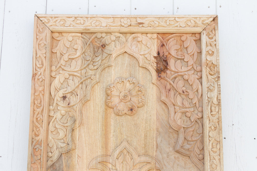 Reclaimed Wood Floral Medallion Wall Panel