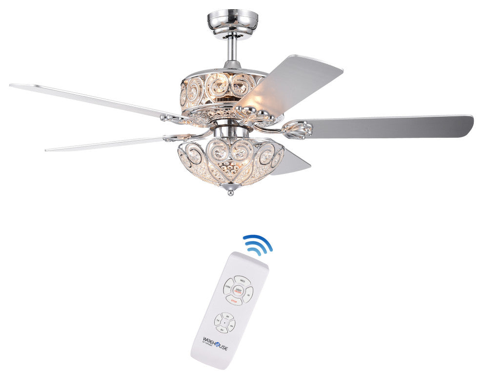 Catalina 52" Crystal Ceiling Fan, Remote and Light Kit Included