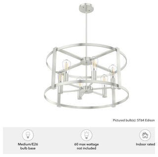 Hunter 26" Astwood Brushed Nickel 6-Light Chandelier Ceiling Light Fixture