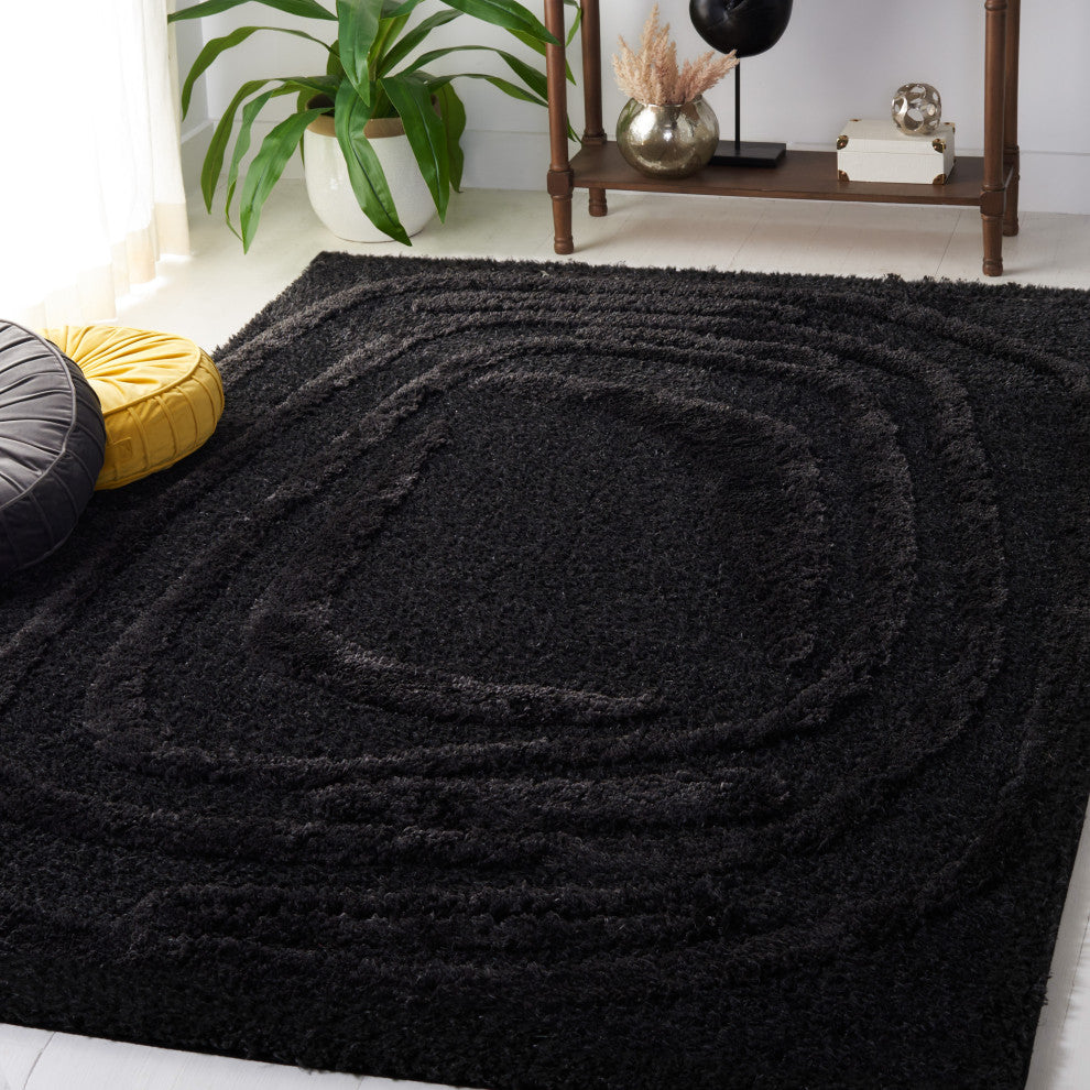 Safavieh Hi-Lo Shag Collection HLS214Z Rug, Black, 9' X 12'