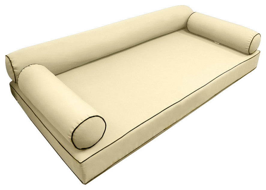 Style6 Twin-XL Contrast Pipe Trim Bolster Pillow Outdoor Slip Cover ONLY AD103