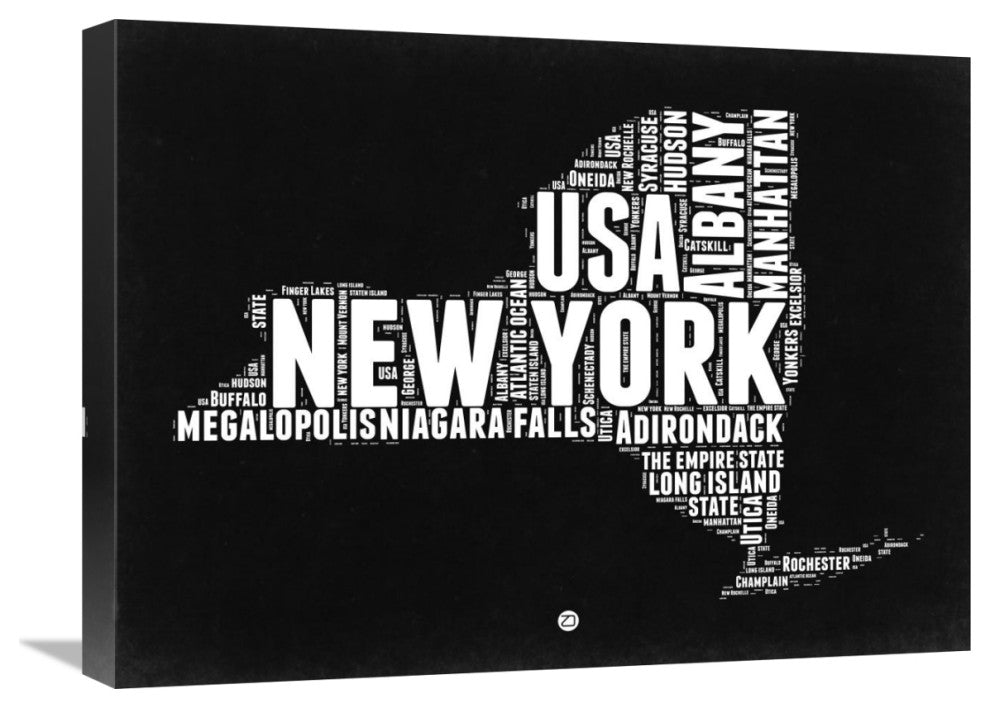"New York Black and White Map" Fine Art Print
