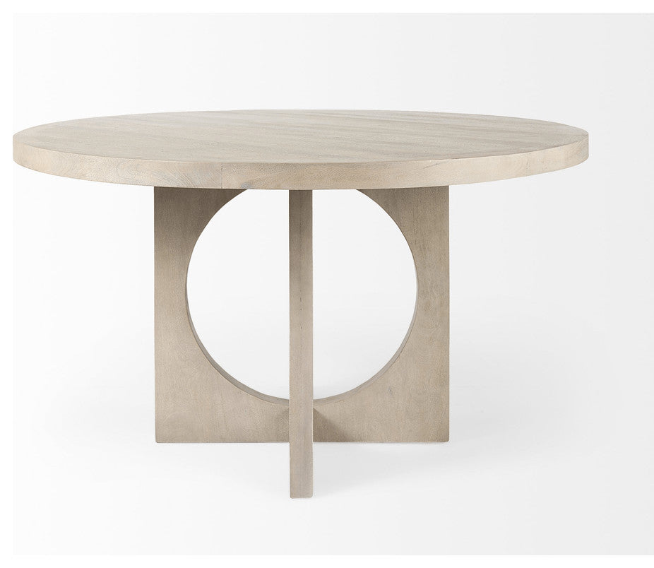 Light Natural Wood Round Geometric Dining Table