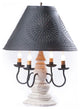 Handcrafted Wood Harrison Table Lamp With Punched Tin Shade, Vintage White