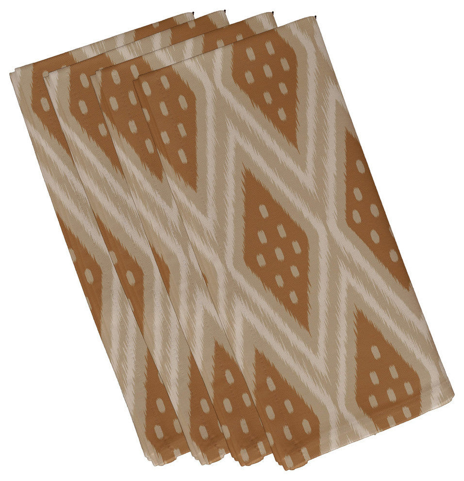Ikat Diamond Dot Geometric Print Napkin, Caramel, Set of 4