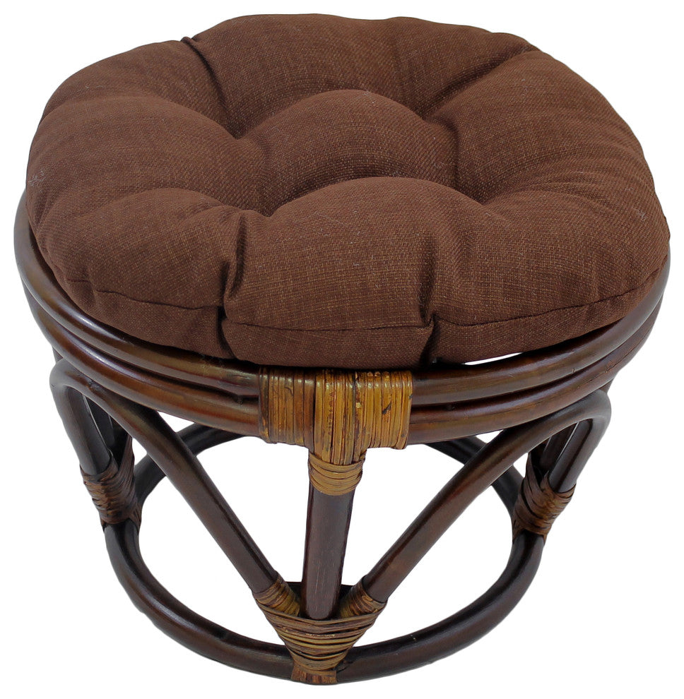 18" Round Spun Polyester Tufted Footstool Cushion, Cocoa