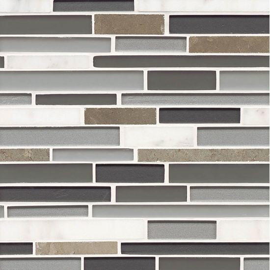 12"x13" Manhattan Glass/Stone Random Interlocking Blend, Long Island