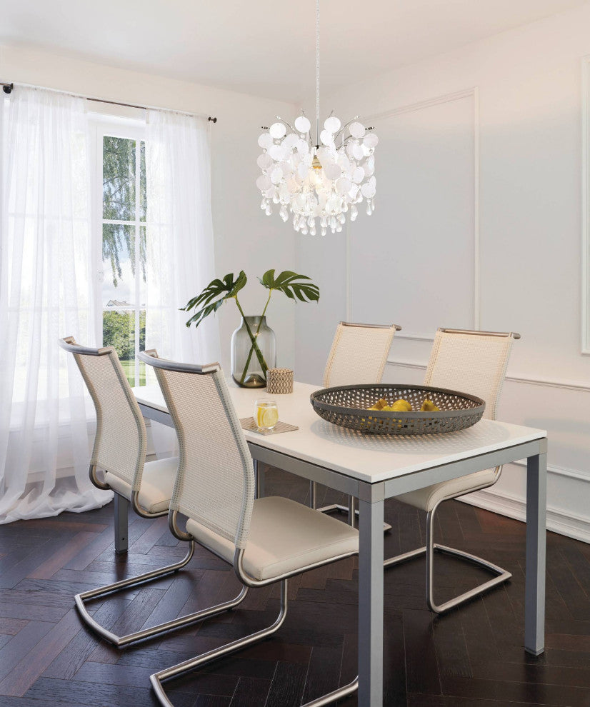 Fedra 1-Light Chandelier, Chrome, Glitter Glass and Clear Crystals
