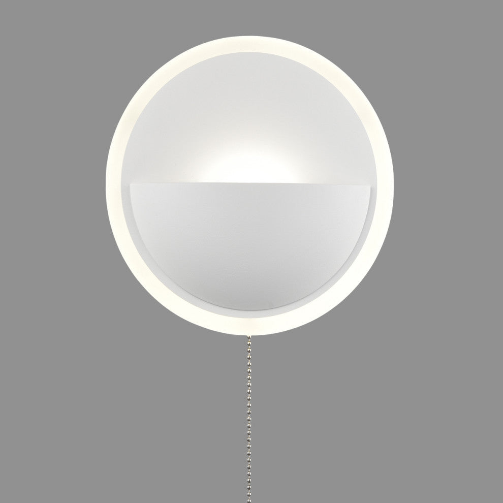 Simple Round Acrylic LED Wall Sconce 13W-4000K With Pull Chain Switch