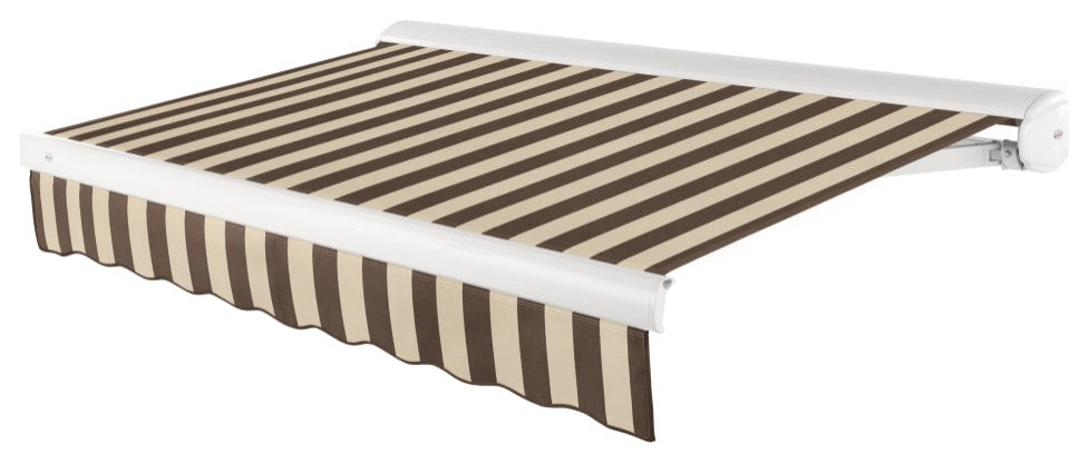 Awntech 10'x8' Full Cassette Left Motor Acrylic Retractable Awning, Brown/Tan