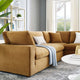 Sectional Sofa Set, Velvet, Brown, Modern, Living Lounge Hotel Lobby Hospitality