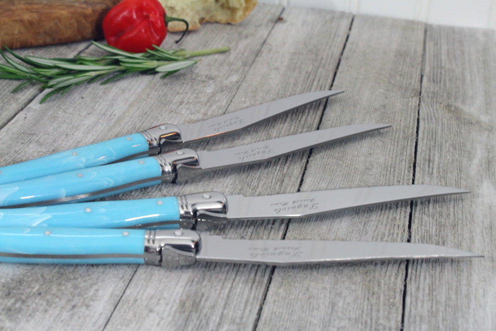 French Home Laguiole Steak Knives, Set of 4, Faux Turquoise