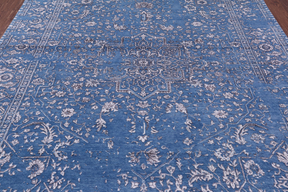 8' 1" X 9' 10" Persian Heriz Serapi Handmade Wool & Silk Rug - Q15764