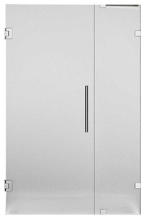 Nautis Completely Frameless Hinged Shower Door, Frosted Glass, Chrome, 44"x72"