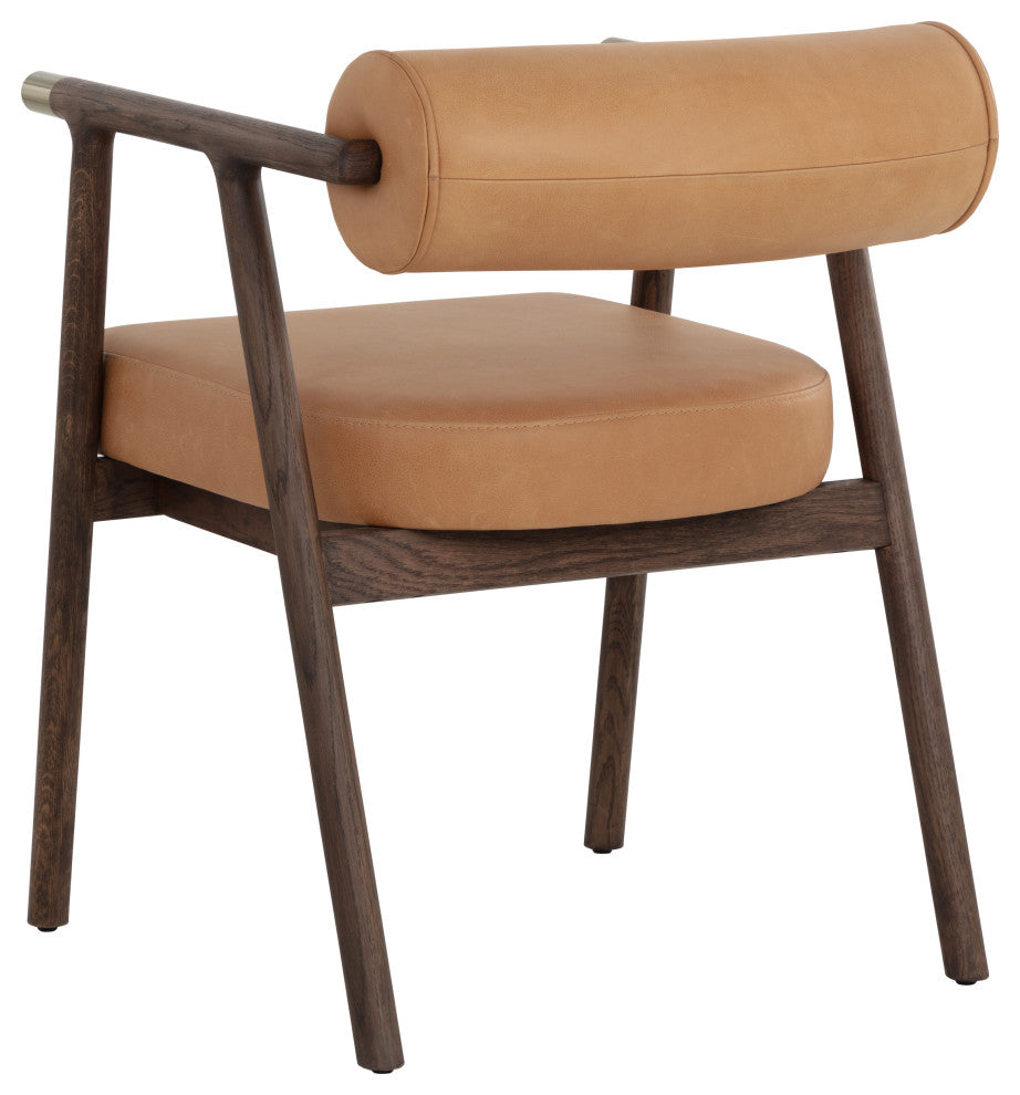 Sova Dining Armchair, Antique Brown, Sahara Camel Leather