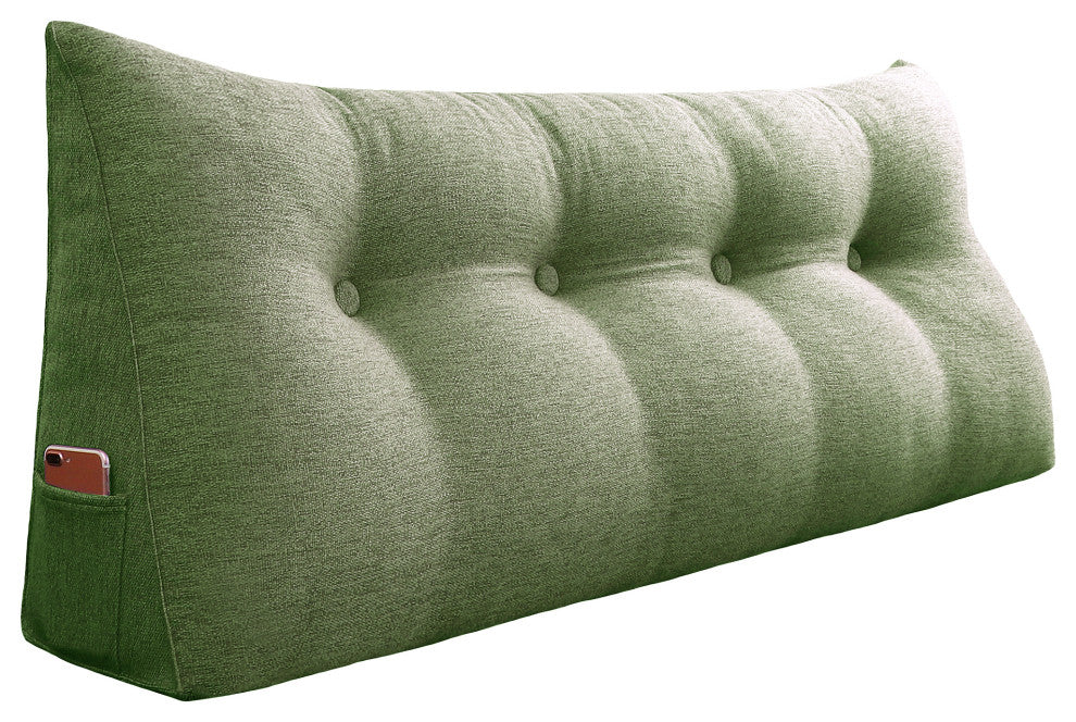 WOWMAX Backrest Wedge Reading Pillow Headboard Linen Blend Lime Green, 54x20x8