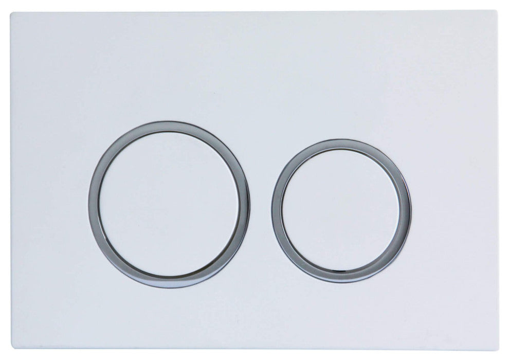 Concealed Tank Push Button, White Push Plate, Round Buttons
