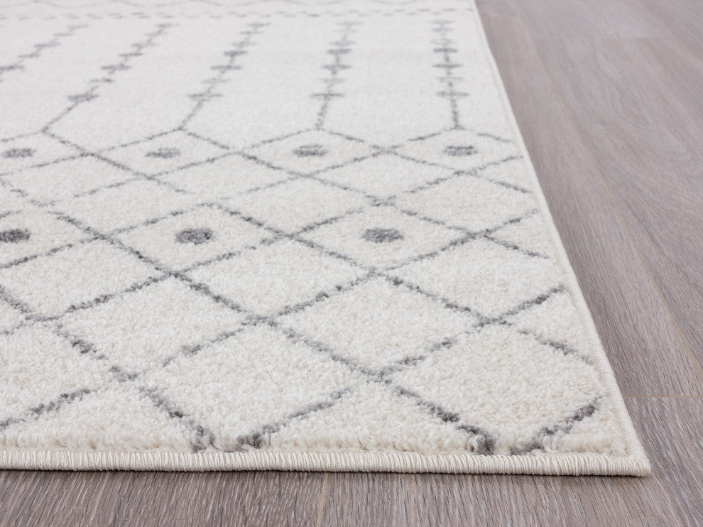 Abani Casa CAS100A Moroccan Trellis Ivory Grey Soft Area Rug