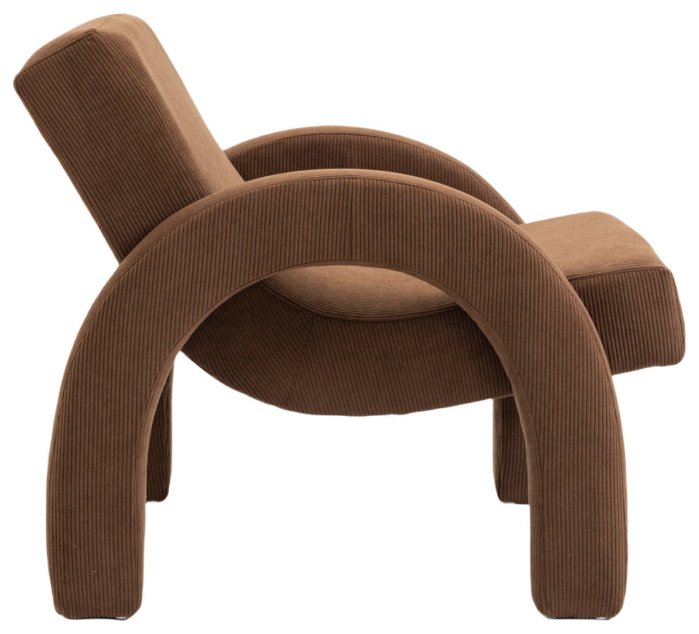 Corduroy Fabric Upholstered Accent Chair, Brown