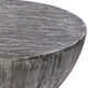 36" Coffee Table Mango Wood Round Drum Sandblasted Black Farmhouse Style